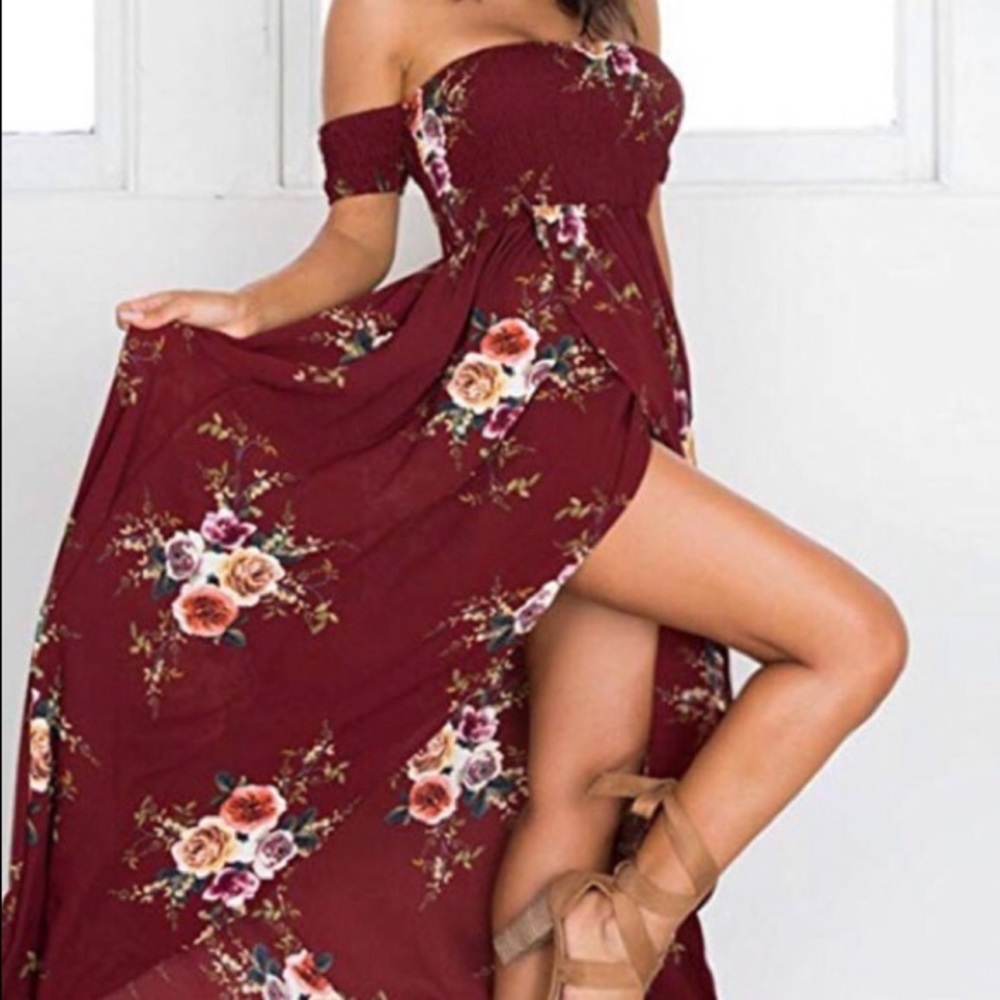 Floral off the shoulder maxi dress XL